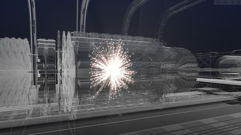 How a &#39;collision event&#39; might look inside the Future Circular Collider. Pic: CERN