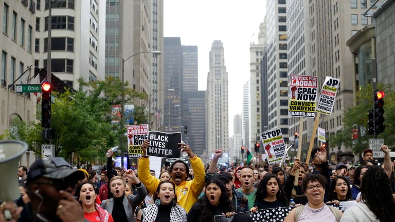 Protesters celebrated Jason Van Dyke&#39;s conviction in October in Chicago