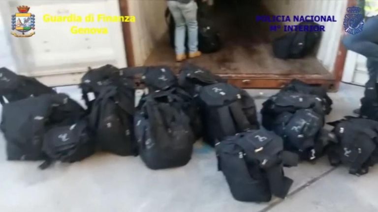 The drugs were hidden in large duffle bags