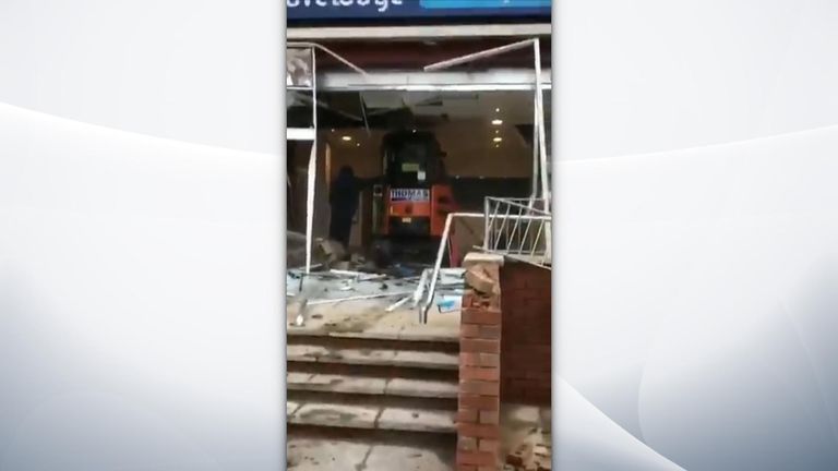 The digger was driven into reception