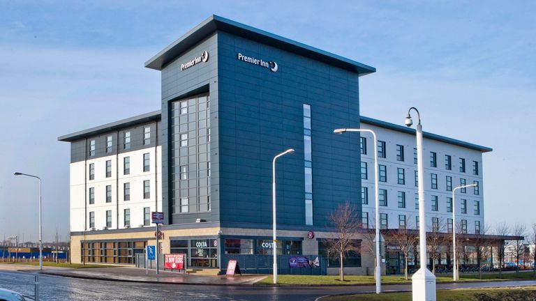 The Gyle Premier Inn at Edinburgh Park which has become the first in the UK to be battery-powered