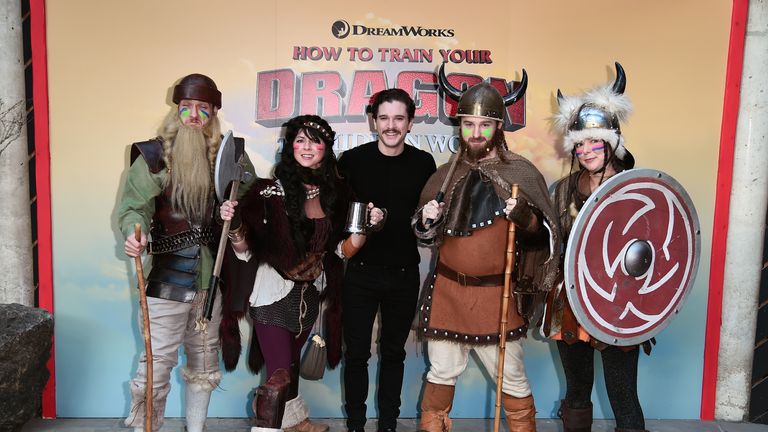 Game Of Thrones actor Kit Harington (centre) stars in How To Train Your Dragon: The Hidden World