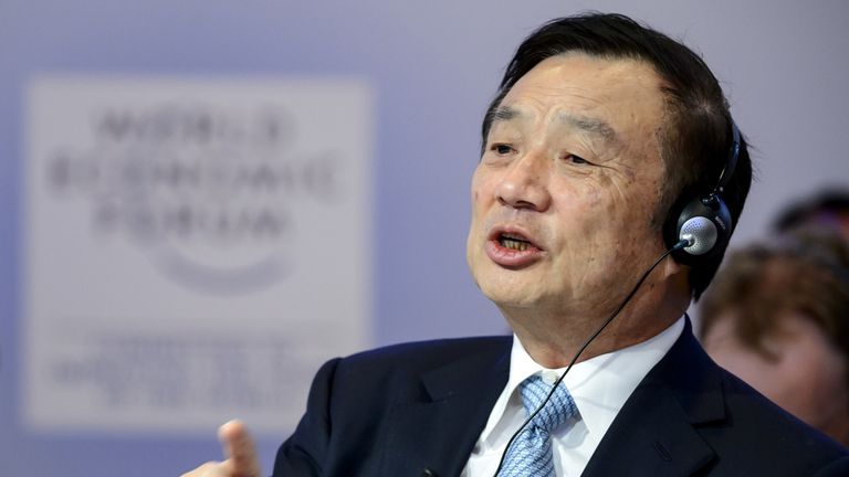 Huawei Founder and CEO Ren Zhengfei speaks during a session of the World Economic Forum (WEF) annual meeting on January 22, 2015 in Davos. AFP PHOTO / FABRICE COFFRINI (Photo credit should read FABRICE COFFRINI/AFP/Getty Images)
