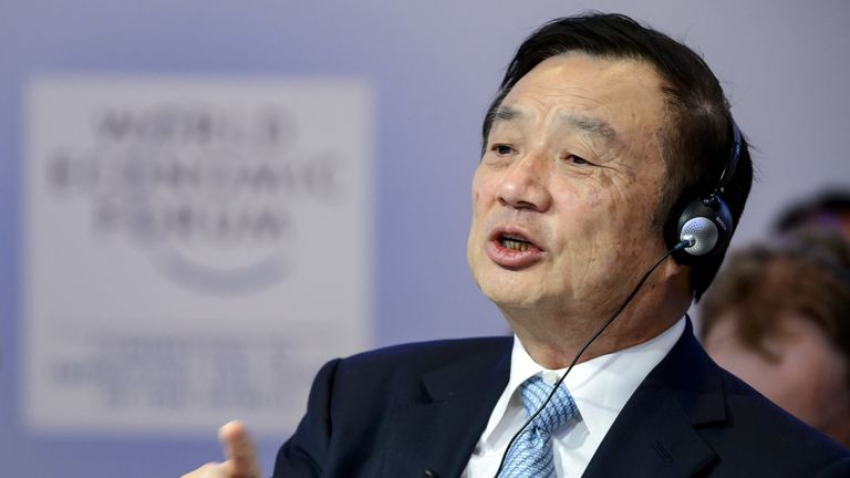 Huawei Founder and CEO Ren Zhengfei speaks during a session of the World Economic Forum (WEF) annual meeting on January 22, 2015 in Davos. AFP PHOTO / FABRICE COFFRINI (Photo credit should read FABRICE COFFRINI/AFP/Getty Images)
