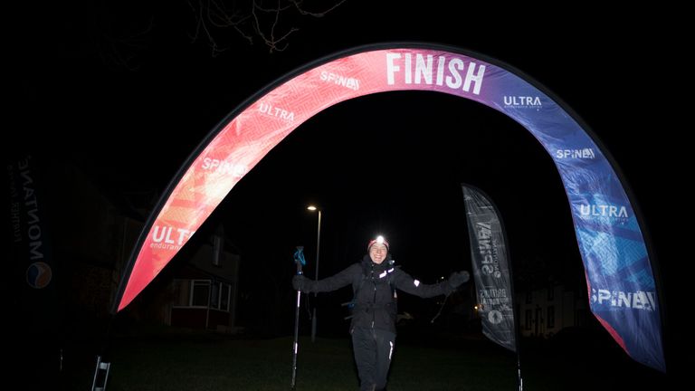 She crossed the finish line in record time