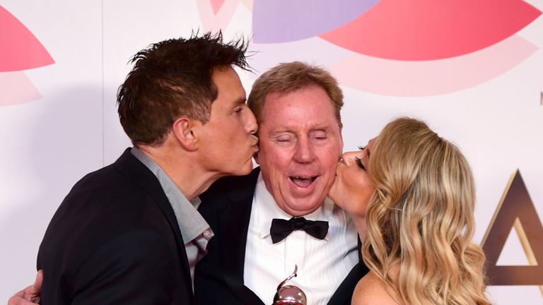 John Barrowman, Harry Redknapp and Emily Atack with The Bruce Forsyth Entertainment Award 