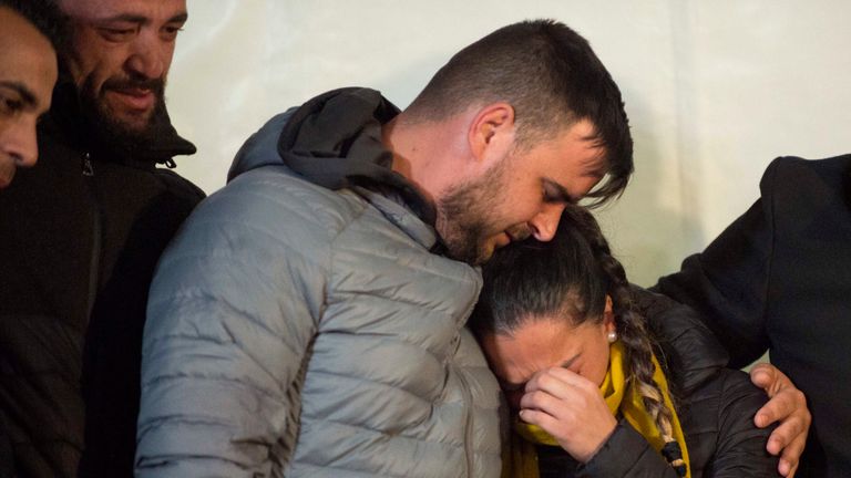 Parents of two-year-old Julen Rosello pictured on Thursday during the search