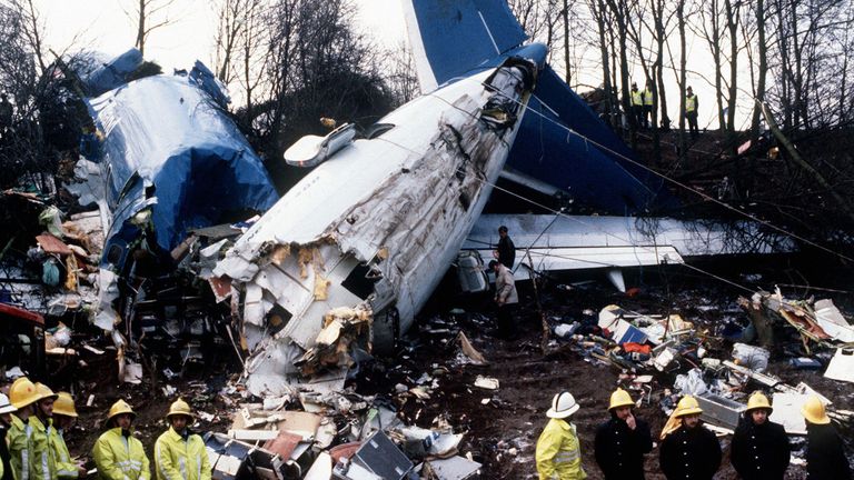 File photo dated Jan 1989 of a Belfast-bound British Midland Boeing 737 which crashed on an embankment of the M1 at Kegworth