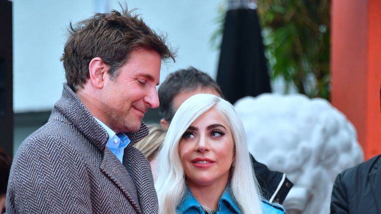 Bradley Cooper and Lady Gaga attend the Hollywood hand and footprint ceremony for their A Star Is Born co-star Sam Elliott