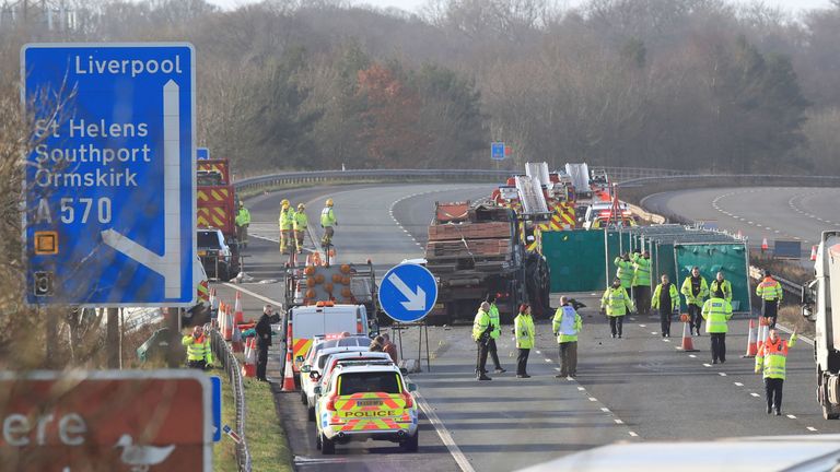 The scene of the crash on the M58