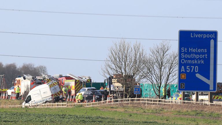 The crash involved an HGV, a minibus and a number of other vehicles