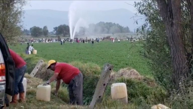 Images taken earlier in the day showed the pipeline gushing a fountain of fuel 