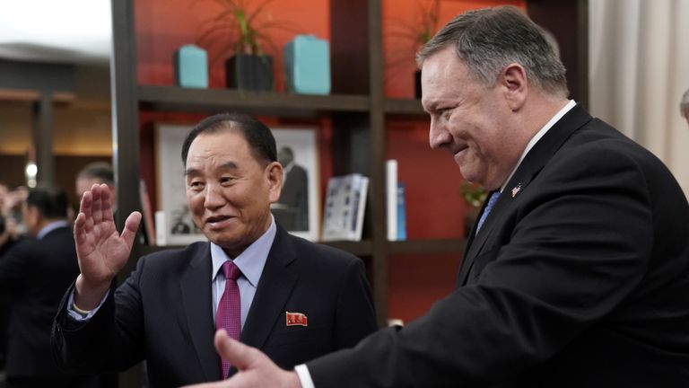 US Secretary of State Mike Pompeo met Kim Yong Chol in Washington on Friday