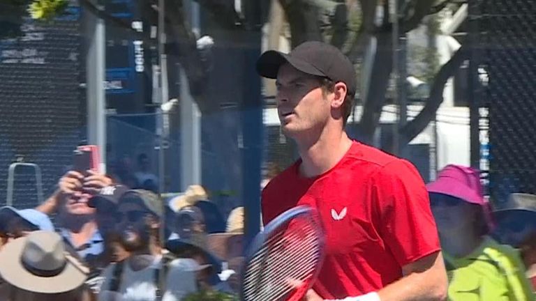Following the shock announcement that he will be retiring, Murray warms up for his match against Roberto Bautista Agut.