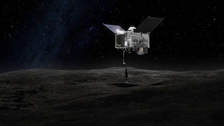 An illustration of Osiris-Rex taking a sample from the ancient asteroid. Pic: NASA