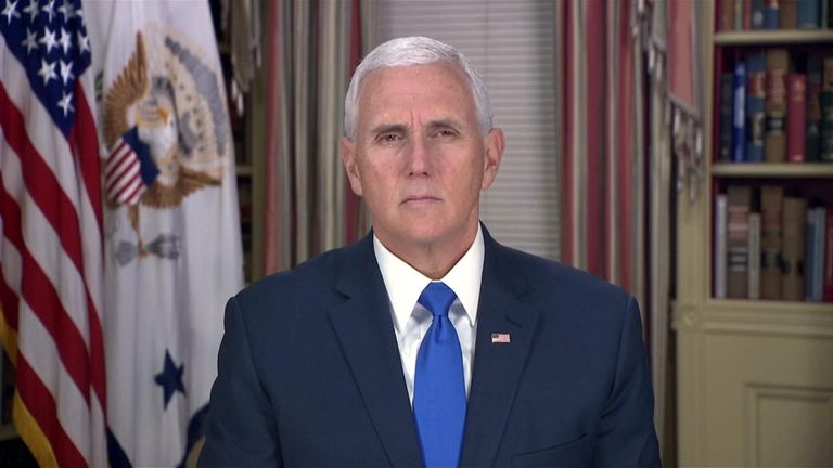 US vice president Mike Pence addresses the people of Venezuela