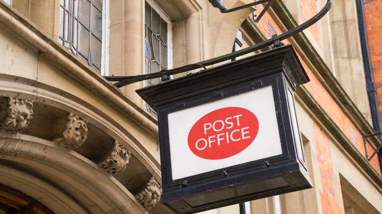 A post office sign