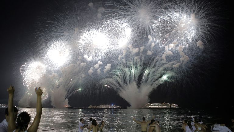 Copacabana Beach was the focal point for festivities in Rio de Janeiro, Brazil