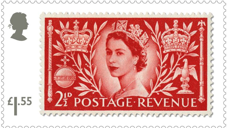 The Queen Elizabeth II Coronation stamp as part of the first set of special stamps of 2019