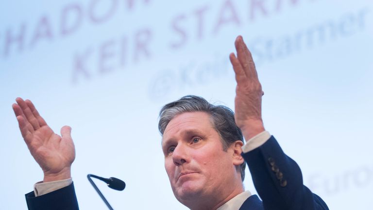 Shadow Brexit secretary Sir Keir Starmer drew cheers when he said a second vote &#39;must&#39; remain an option