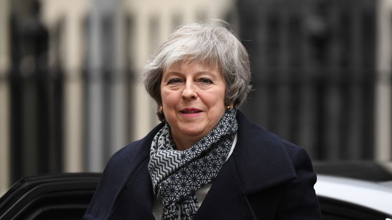 Prime Minister Theresa May arrives at Downing Street