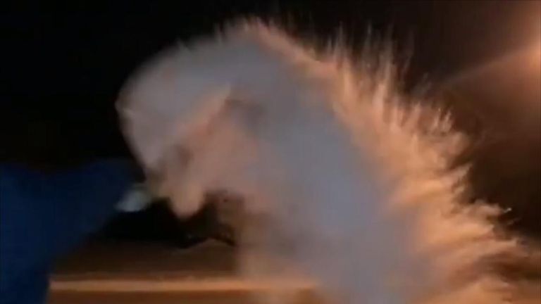 With temperatures reaching -30C, a man in Minnesota threw a cup of boiling water into the air, seeing it immediately turn to ice