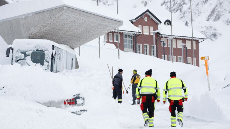 An avalanche hit the Santis hotel in Schwaegalp in Switzerland 
