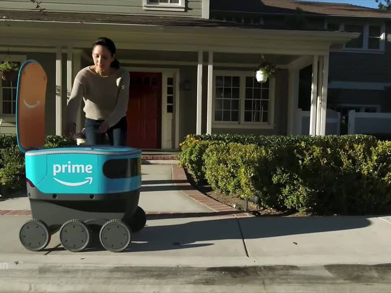 Amazon Reveals Six Wheeled Scout Delivery Robot Science Tech News Sky News