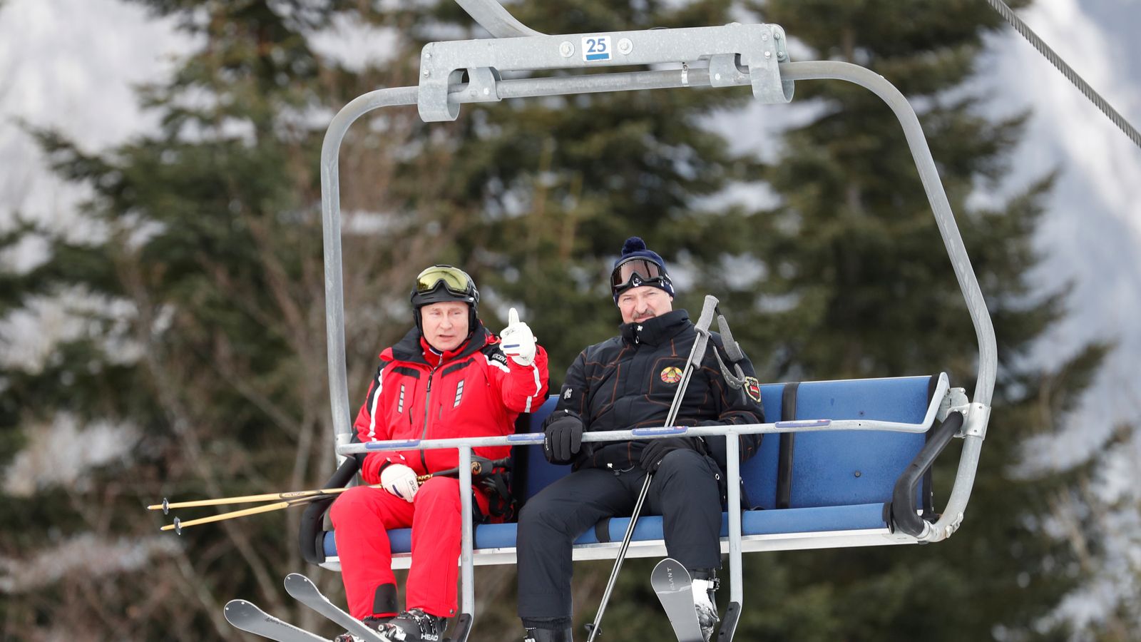 Putin skis with Belarusian 'dictator' Alexander Lukashenko | World News ...