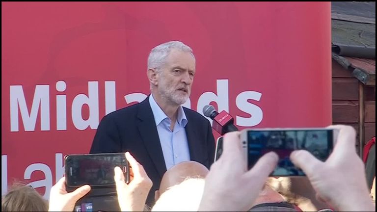 Labour leader Jeremy Corbyn speaking in Broxtowe.