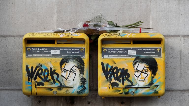 Earlier this month mailboxes with Holocaust survivor and politician Simone Veil on were vandalised