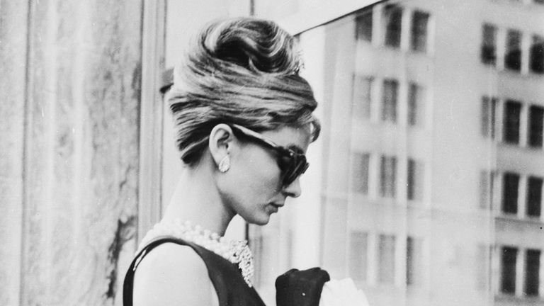 Audrey Hepburn during filming for Breakfast at Tiffany&#39;s in New York in 1961