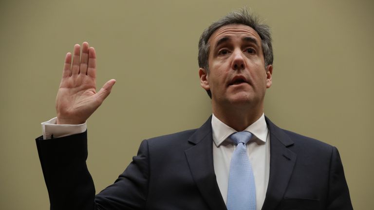 WASHINGTON, DC - FEBRUARY 27: Michael Cohen, former attorney and fixer for President Donald Trump is sworn in before testifying before the House Oversight Committee on Capitol Hill February 27, 2019 in Washington, DC. Last year Cohen was sentenced to three years in prison and ordered to pay a $50,000 fine for tax evasion, making false statements to a financial institution, unlawful excessive campaign contributions and lying to Congress as part of special counsel Robert Mueller's investigation in