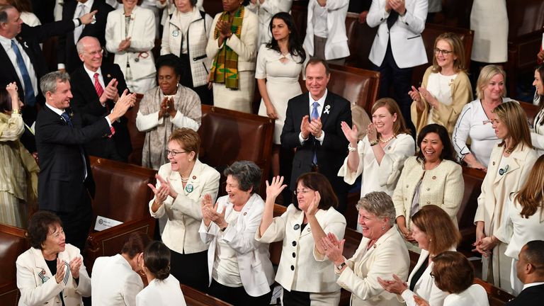 Democratic women wore white at the State of the Union speech