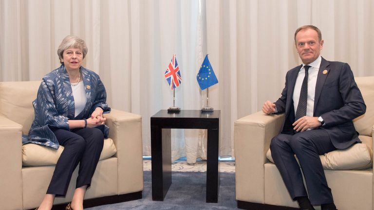 Theresa May and Donald Tusk