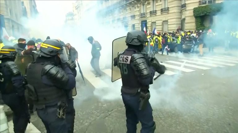 Riot police have clashed with protesters