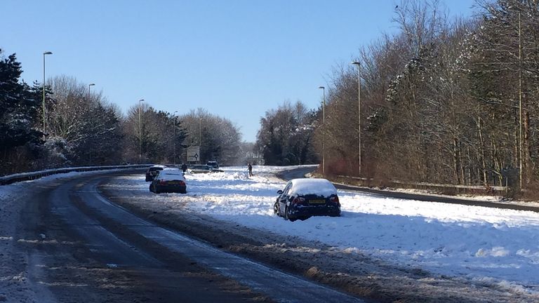 Motorists abandoned their cars because of the treacherous driving conditions