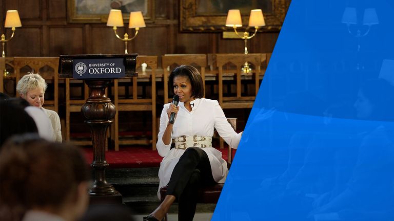 Michelle Obama spoke at Christ Church in 2011 during her husband&#39;s presidential visit to the UK