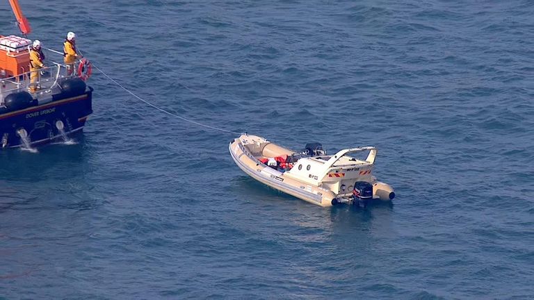 The RNLI used one of its RIBs to rescue the migrants