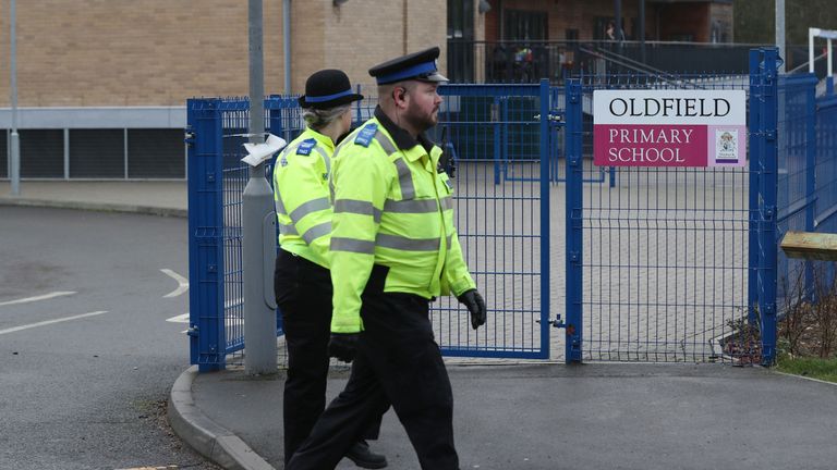 Police officers outside Oldfield Primary School in Bray, Maidenhead
