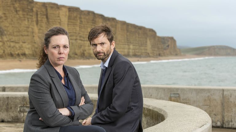 Olivia Colman as DS Ellie Miller and David Tennant as DI Alec Hardy in Broadchurch