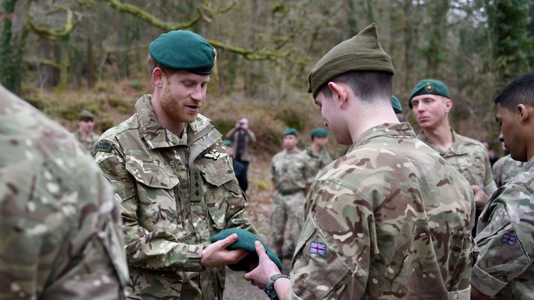Prince Harry with newly-qualified Royal Marines