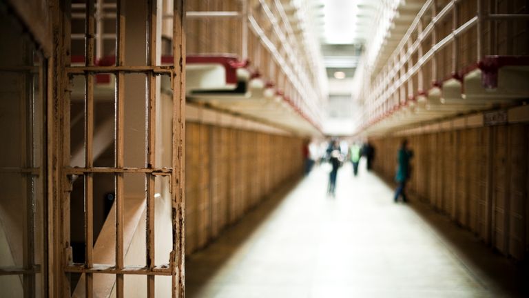 Corridor of Prison with Cells - Stock image