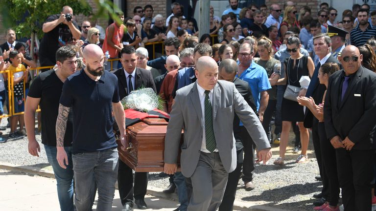 Sala's brother, agent and a teammate from FC Nantes were among those carrying his coffin
