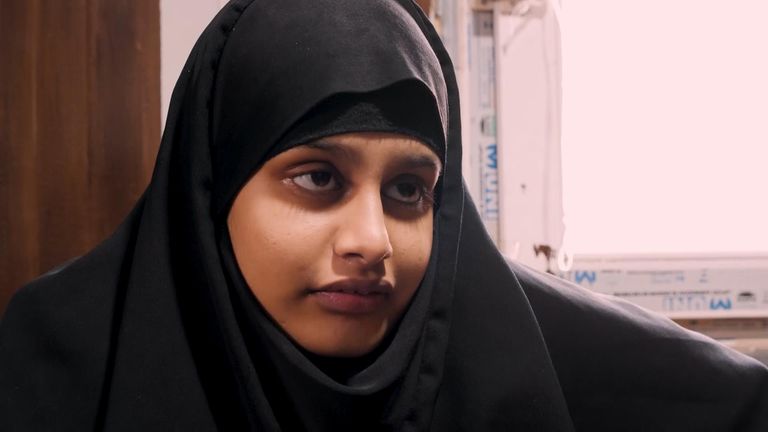 Shamima Begum talking to Sky News