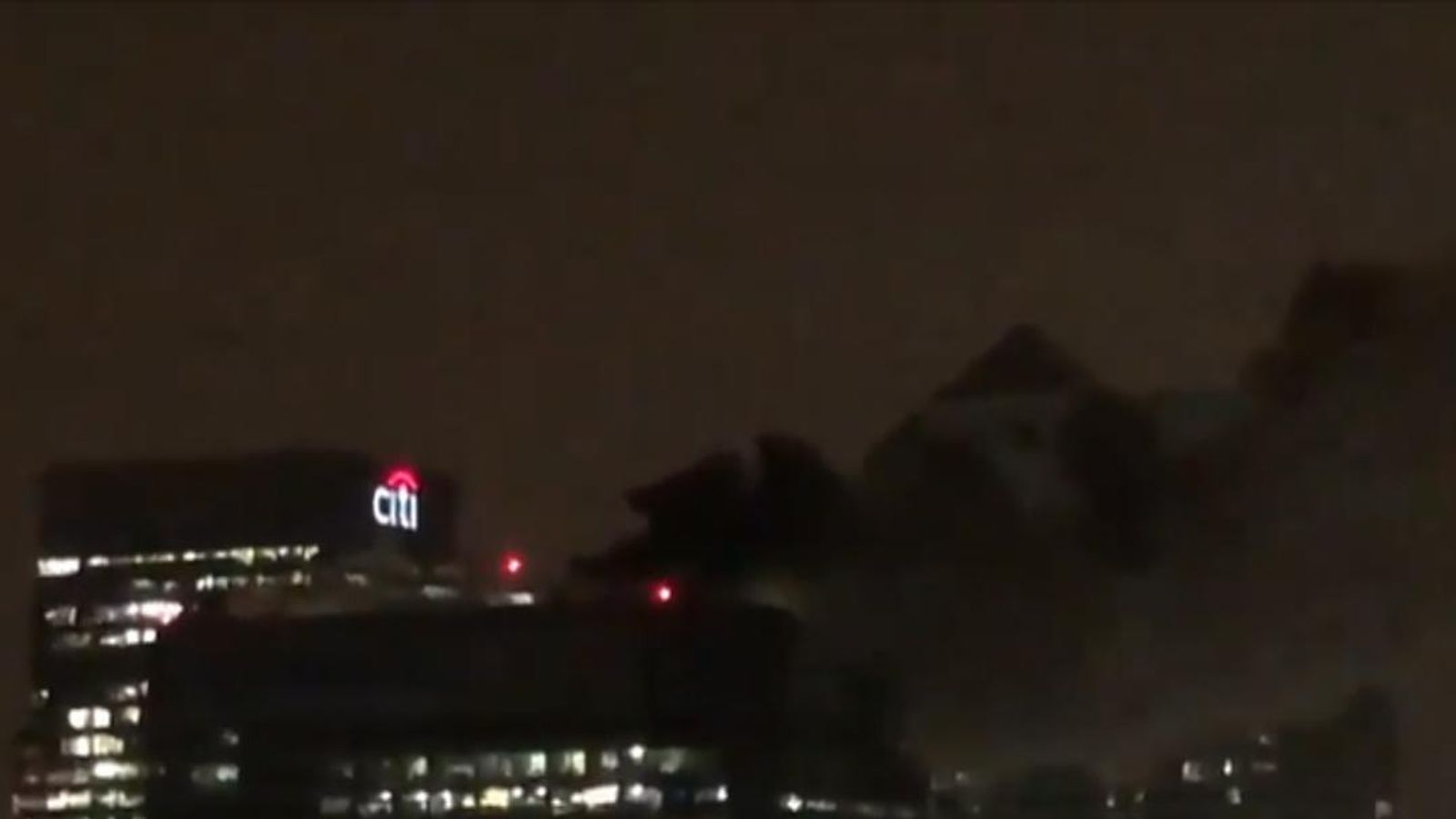 Fire breaks out on top of 33storey Canary Wharf tower UK News Sky News