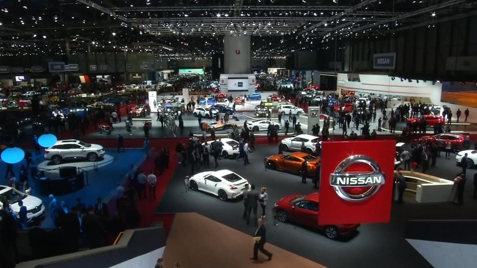 Geneva Motor Show Car business driving carefully along a wary road
