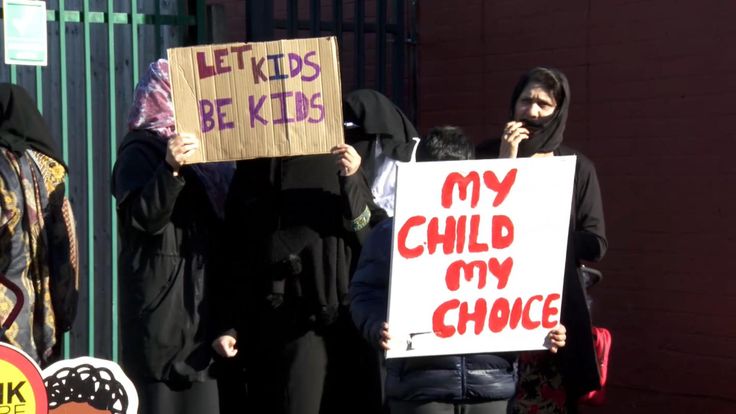 Protests are being held outside school gates over the teaching of gay relationships at a school with predominantly Muslim pupils.