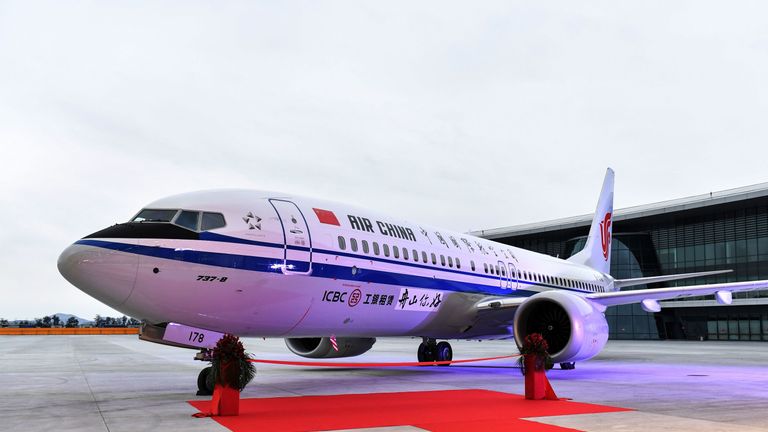 A Boeing 737-MAX 8 jet delivered to Air China
