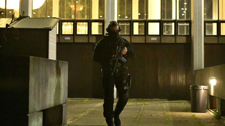 An armed police officer outside London Central Mosque